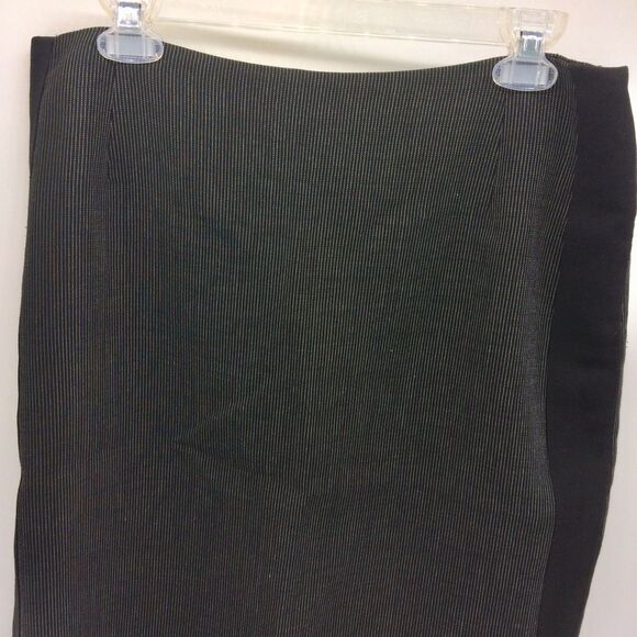 Akris Pinestriped Knee Length Pencil Skirt with Solid Black Side Panels - Picture 3 of 11